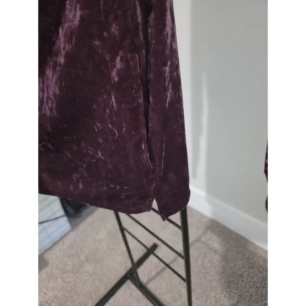 Denim & Co XXS Deep Burgundy Crushed Velvet Cardigan & Tank 2Fer A710047 NWOT